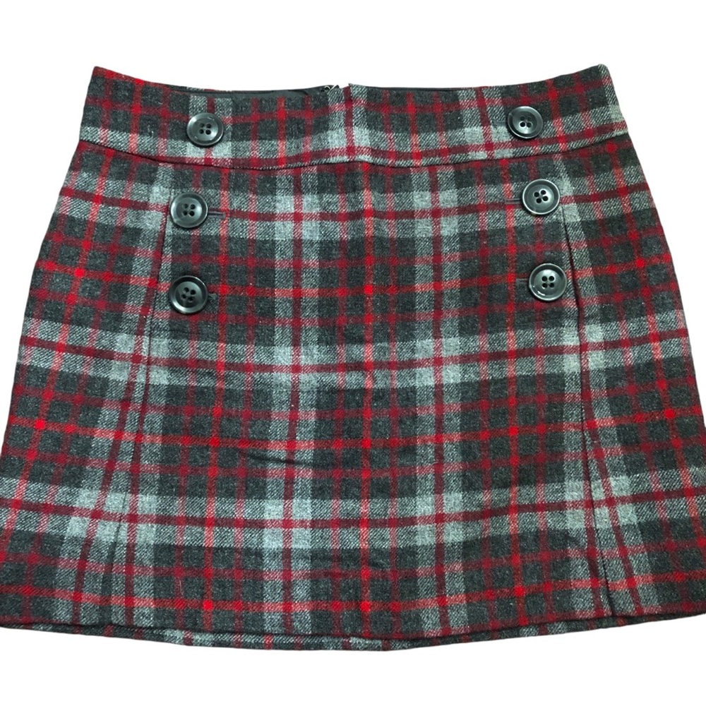 Y2K Tartan Plaid Wool Academia Mini Skirt Size 2 - Picture 2 of 12